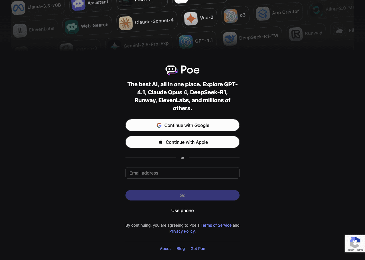 Poe Conversational AI showing multi-model ai platform - 100+ AI models. One seamless experience.