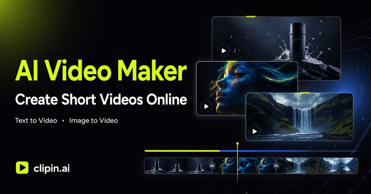 Clipin AI Image Generation showing Image Generation - AI Video Maker · Create Short Videos Online | Clipin