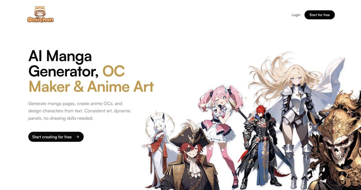 Oniichan Image Generation showing Image Generation - AI manga generator that turns any story into fully illustrated manga pag