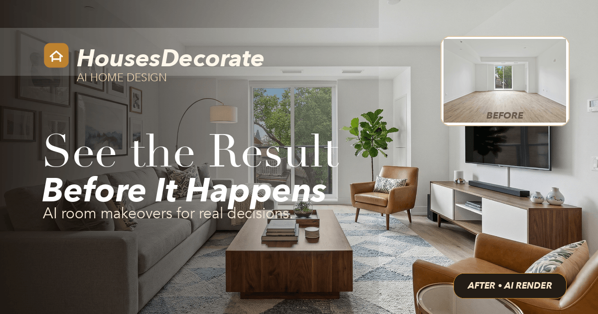 HousesDecorate Design showing Design - AI Home Design for Interiors, Exteriors & Rooms | HousesDecorate