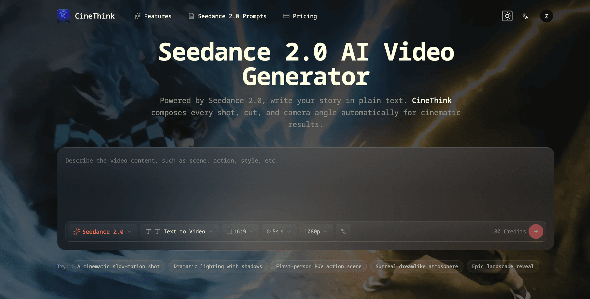 CineThink Video Generation showing Video Generation - Create director-style multi-shot videos with Seedance 2