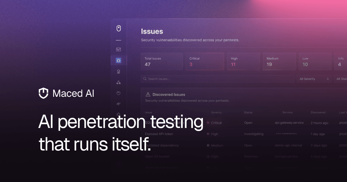 Maced Code Assistance showing Code Assistance - Maced AI | Autonomous AI Pentesting Platform