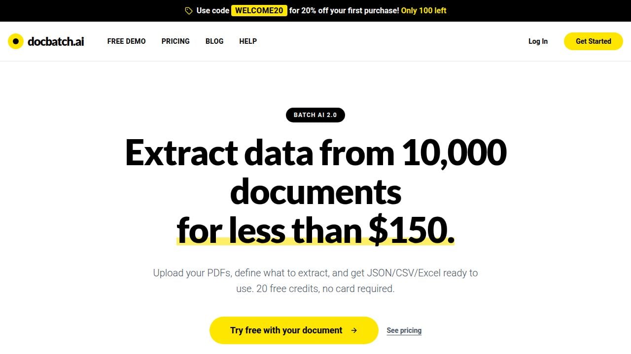 docbatch.ai Data Analytics showing Data Analytics - docbatch.ai - High Volume Document Processing