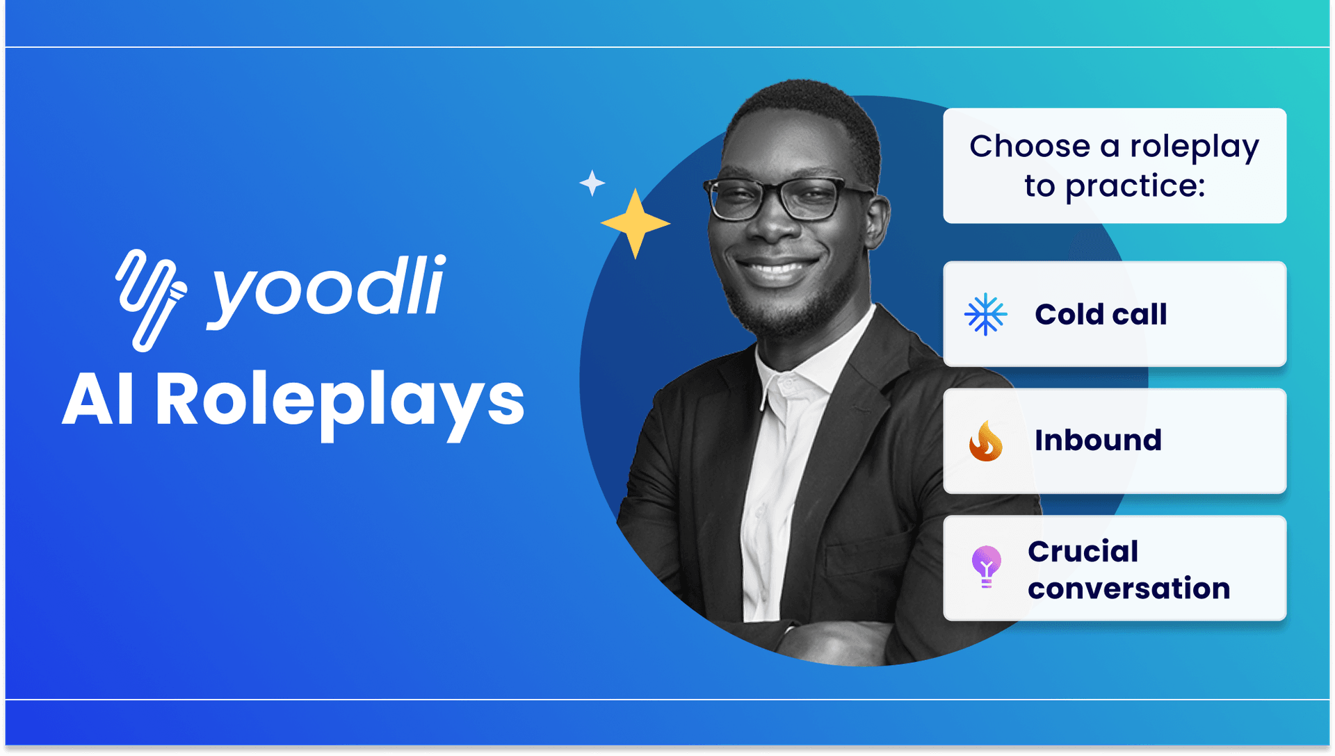 Yoodli Conversational AI showing Conversational AI - AI roleplay platform for communication coaching