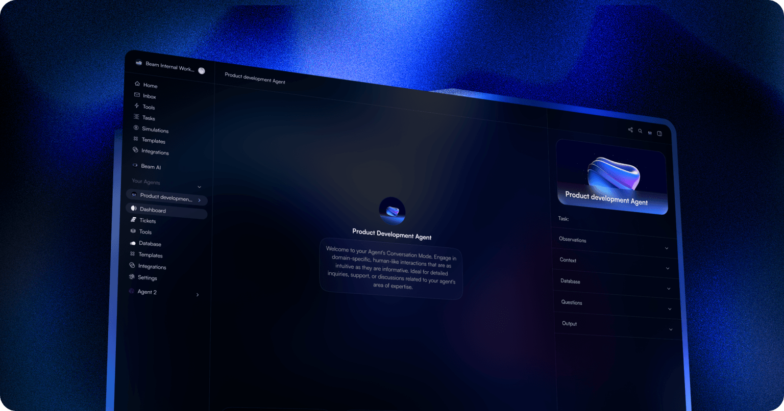Beam AI Conversational AI showing ai agents - Hire Self-Evolving AI Agents to Run Your Operations