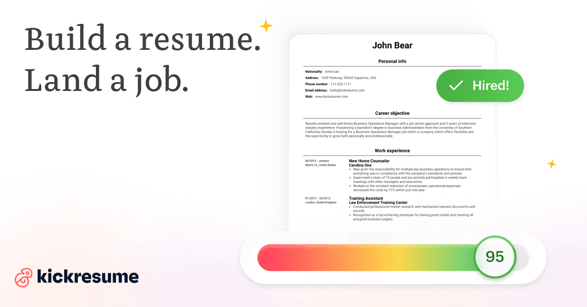 Kickresume Writing & Translation showing Writing & Translation - Create a resume that kicks!