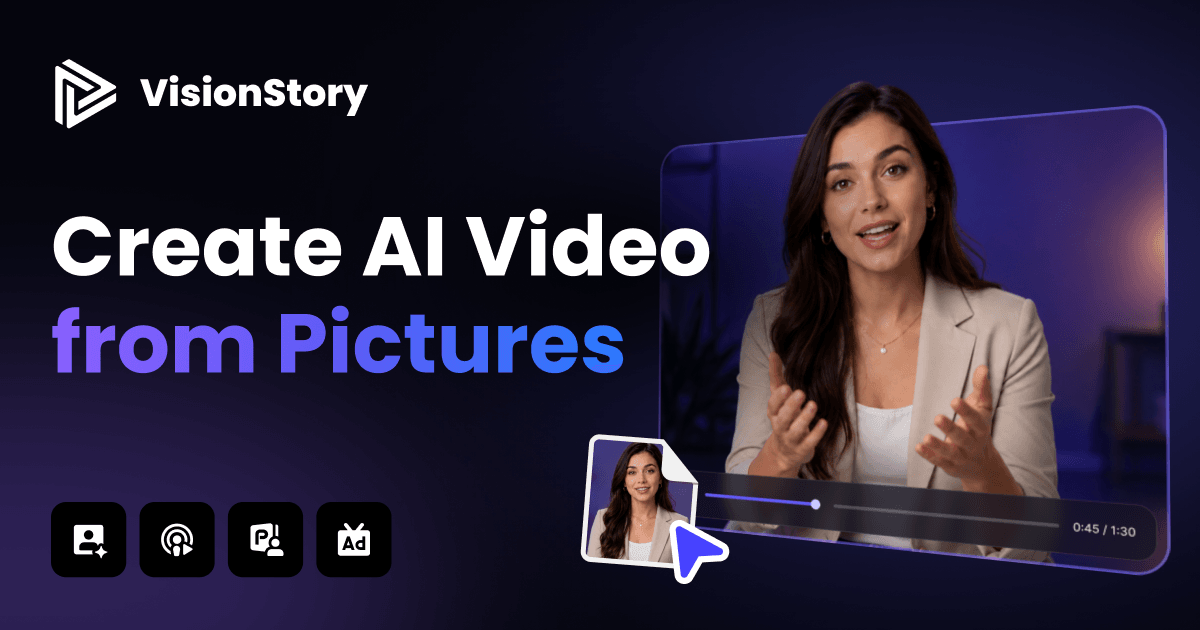 VisionStory AI Video Generation showing Video Generation - AI Video Generator for Avatars, Agents and Creators
