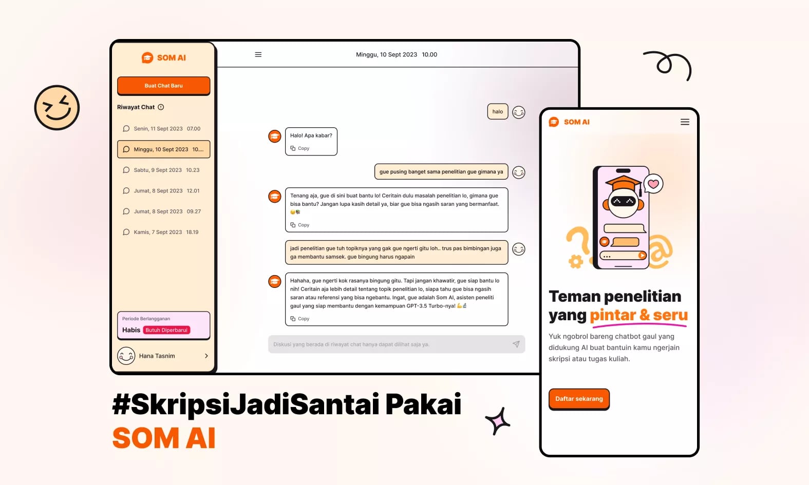 SOM AI Conversational AI showing Conversational AI - Skripsian Santai dibantu AI