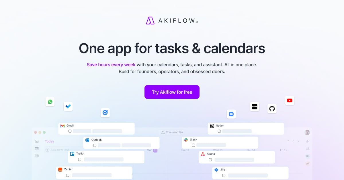 Akiflow Productivity & Collaboration showing Productivity & Collaboration - Time-blocking digital planner and calendar