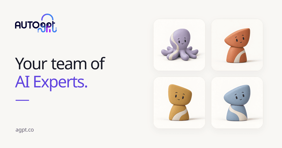 AutoGPT Productivity & Collaboration showing autonomous ai agents - Your team of AI experts
