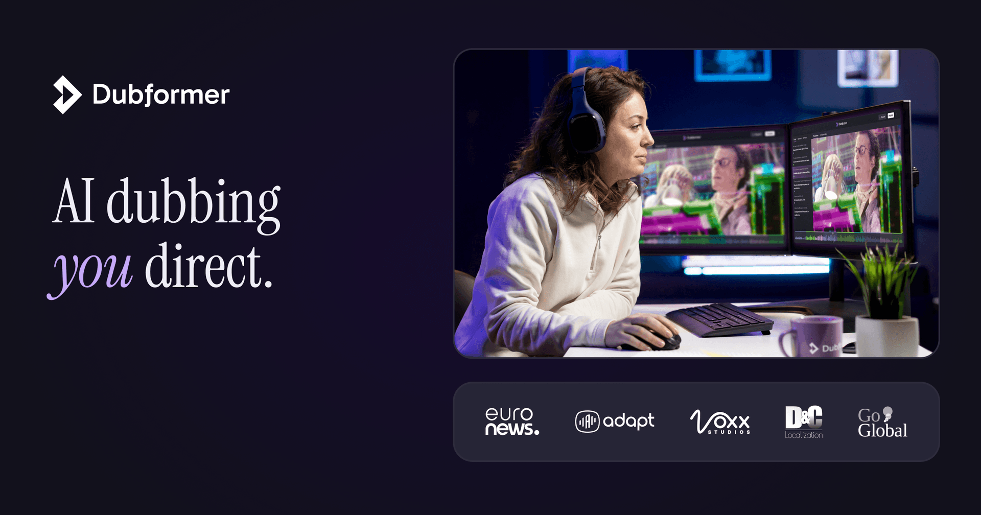 Dubformer Audio Editing showing Audio Editing - Emotional AI Dubbing for Studios & Teams
