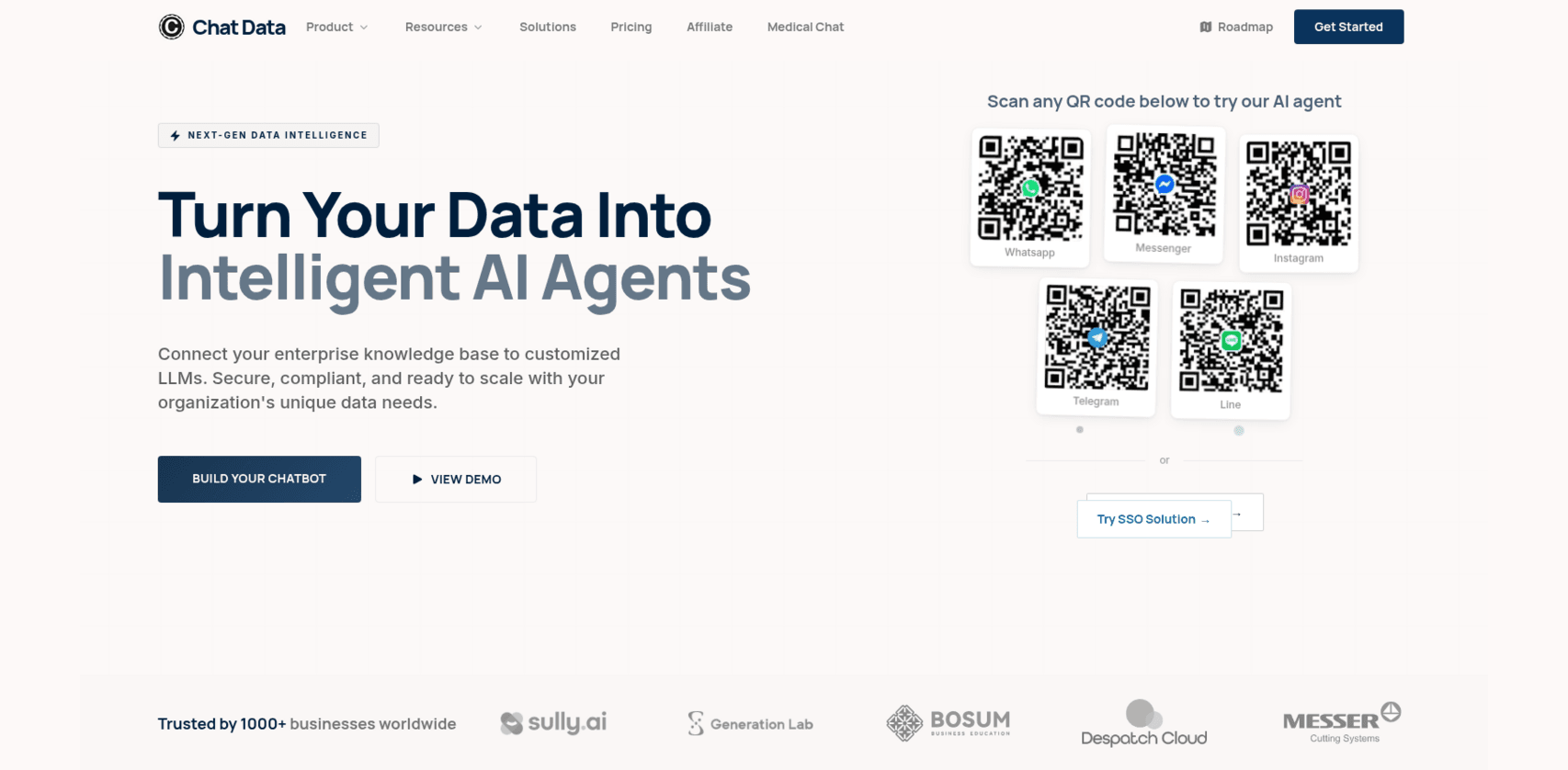 Chat Data Conversational AI showing Conversational AI - Turning conversations into insights