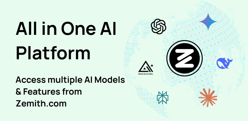 Zemith.com Conversational AI showing Conversational AI - All-in-One AI: Chat, Search, Notes, Images & More