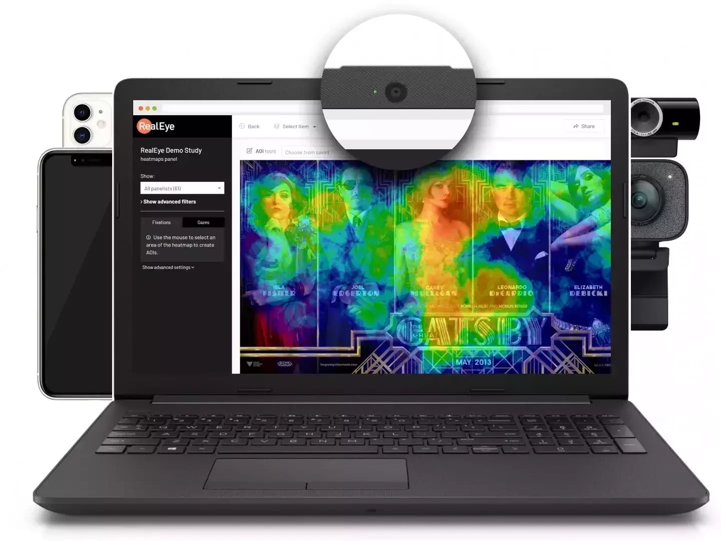 RealEye.io Data Analytics showing Data Analytics - See through your users' eyes
