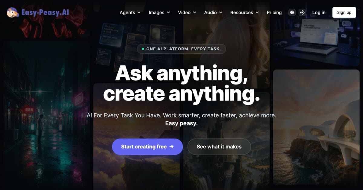 Easy-Peasy.AI Writing & Translation showing all-in-one ai platform - Simplify Your AI Needs
