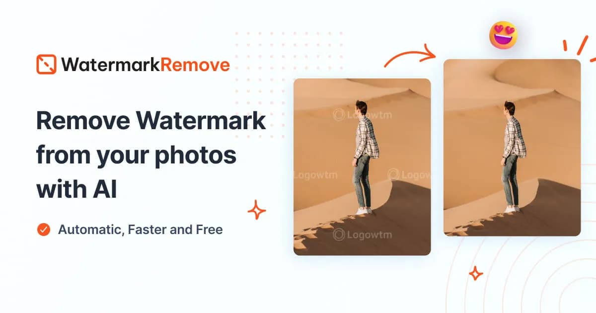Dewatermark.AI Design showing ai watermark remover - Smart AI watermark removal for images, videos, and PDFs – online, on des