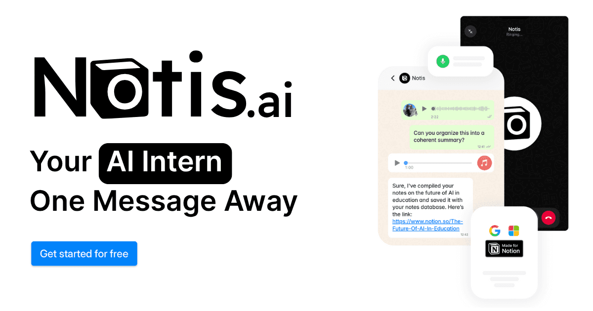 Notis Conversational AI showing Conversational AI - Your AI Intern, One Message Away