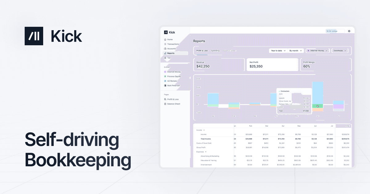 Kick Data Analytics showing Data Analytics - Put your business books on autopilot