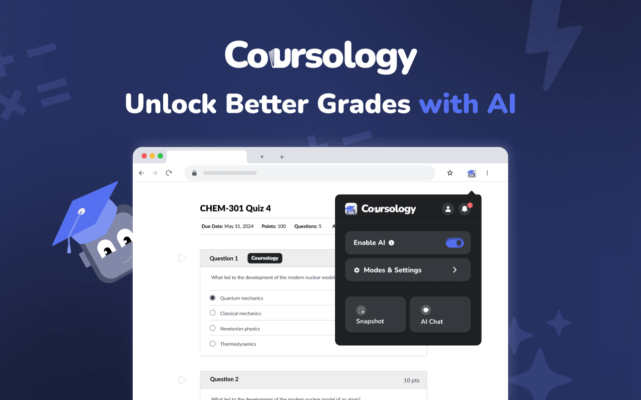 Coursology Conversational AI showing Conversational AI - The last app you need to get through school