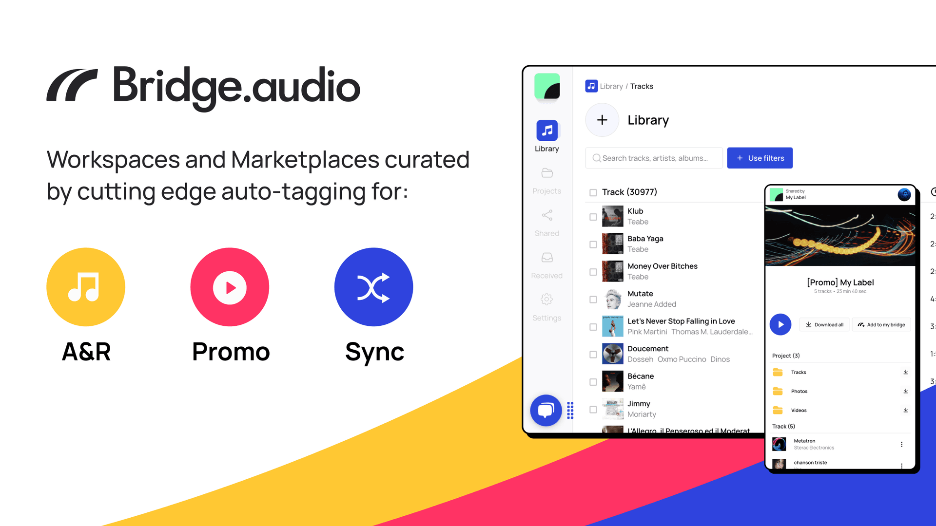 Bridge.audio Audio Generation showing Audio Generation - Simplify your music workflow. Amplify your music discoverability.