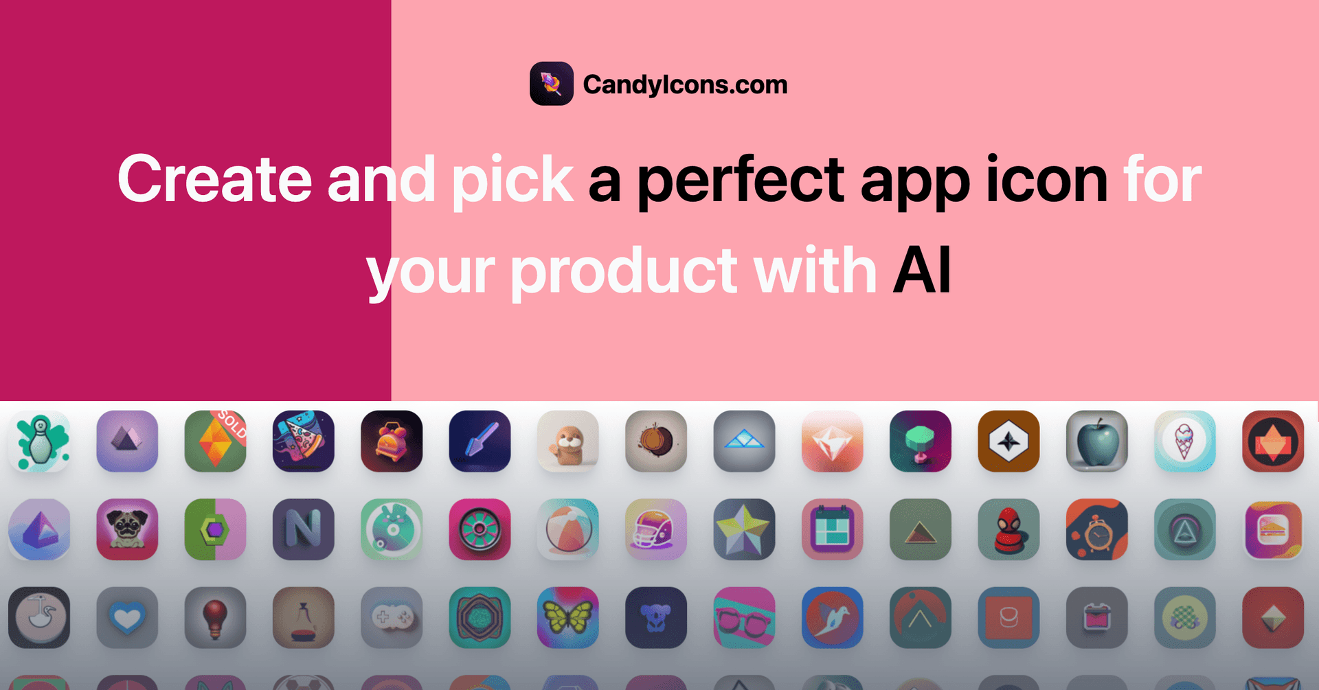 CandyIcons Design showing Design - Create Professional App Icons in Seconds with AI