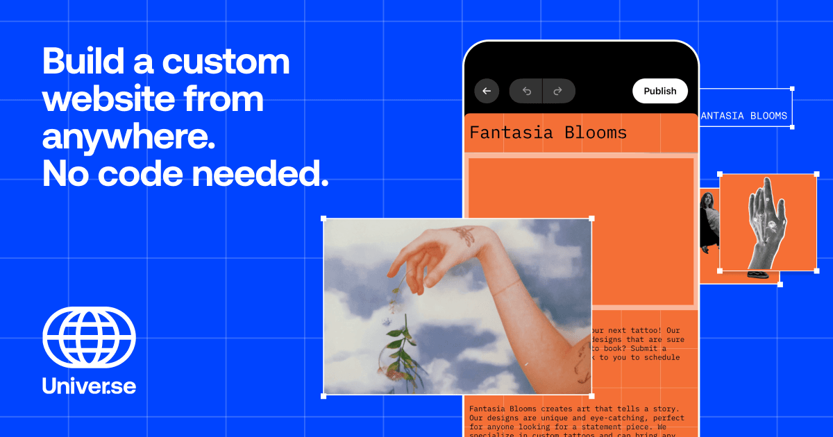 Universe Website Builder Design showing Design - Design Custom Sites with No Code