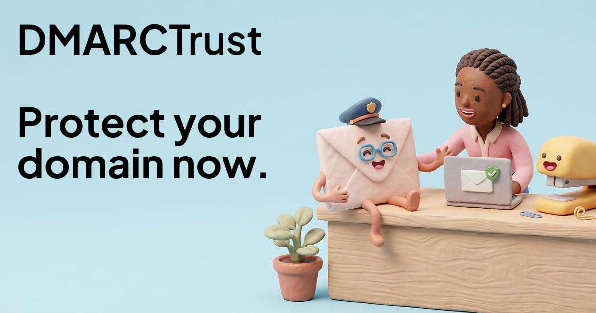 DMARCTrust Data Analytics showing Data Analytics - Complete DMARC monitoring: dedicated RUA, automated reports, 24/7 analysis