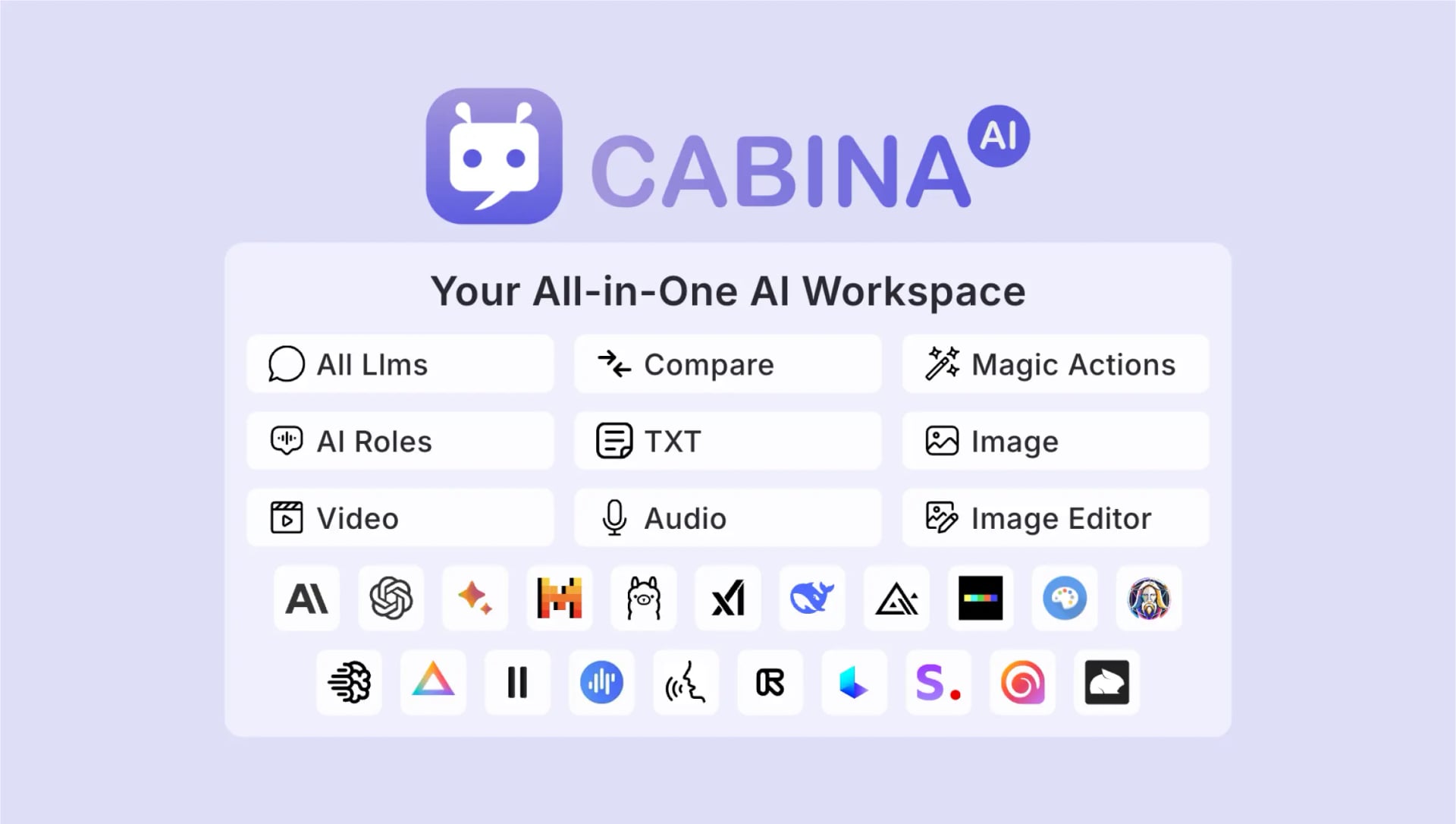 Cabina.AI Conversational AI showing Conversational AI - All your AI models. One intelligent workspace.