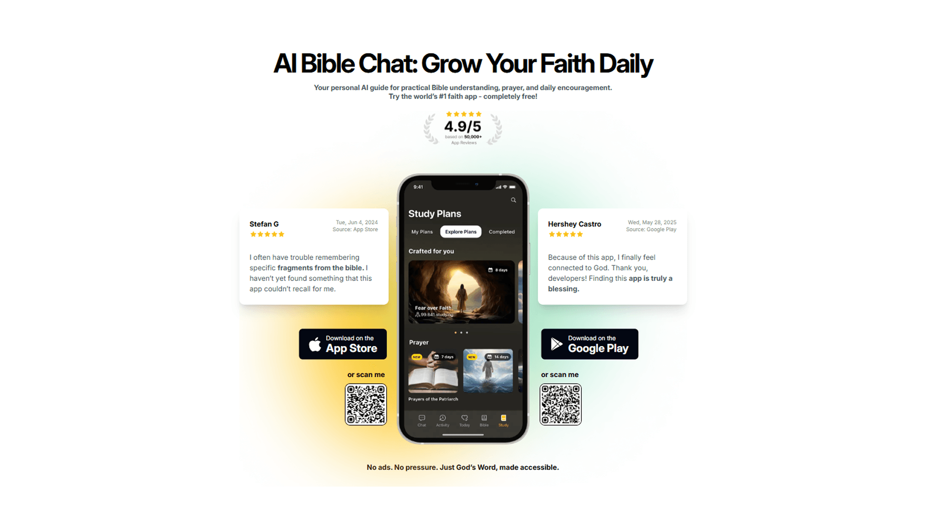Bible Chat Conversational AI showing Conversational AI - Engage in meaningful conversations about the Bible