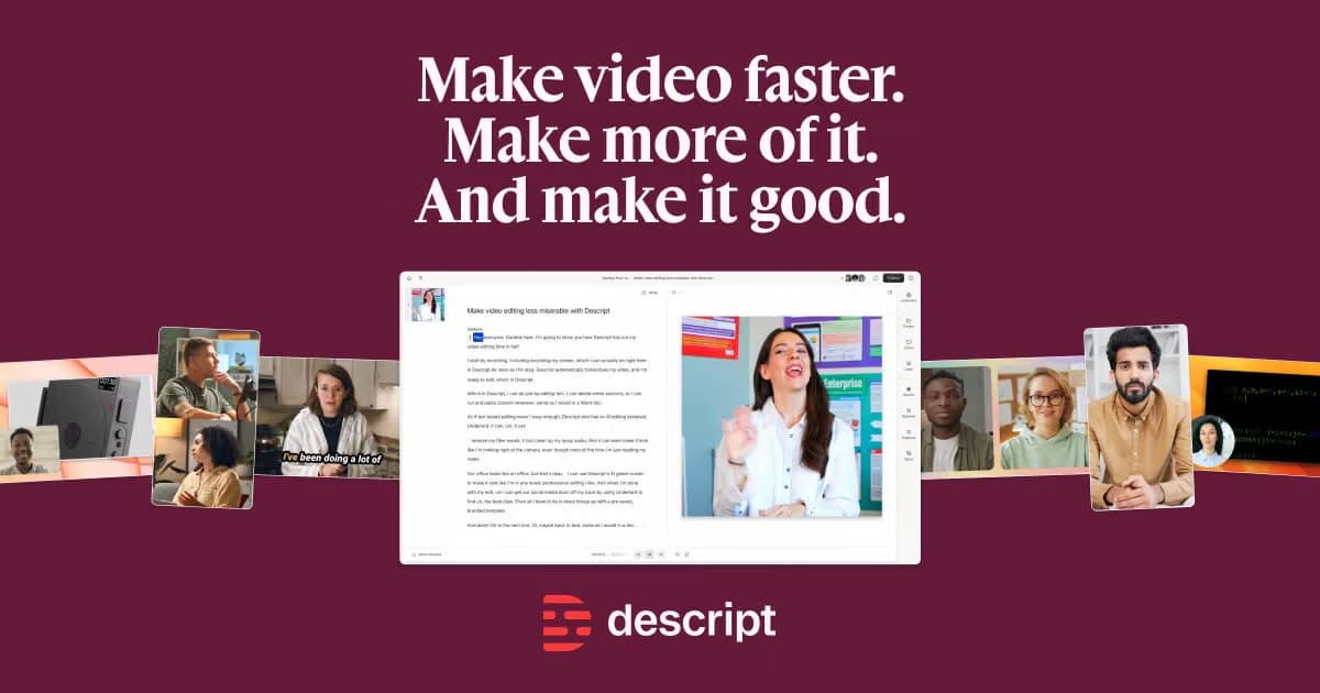Descript Video Editing showing ai video editing - Edit video like a doc