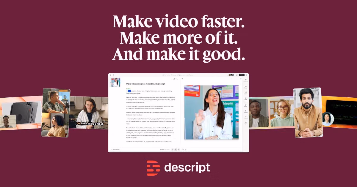 Descript Video Editing showing Video Editing - Edit video like a doc
