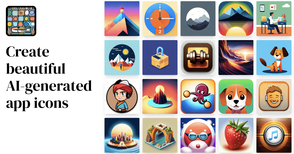 Appicons.ai Design showing Design - Create stunning app icons in seconds with AI