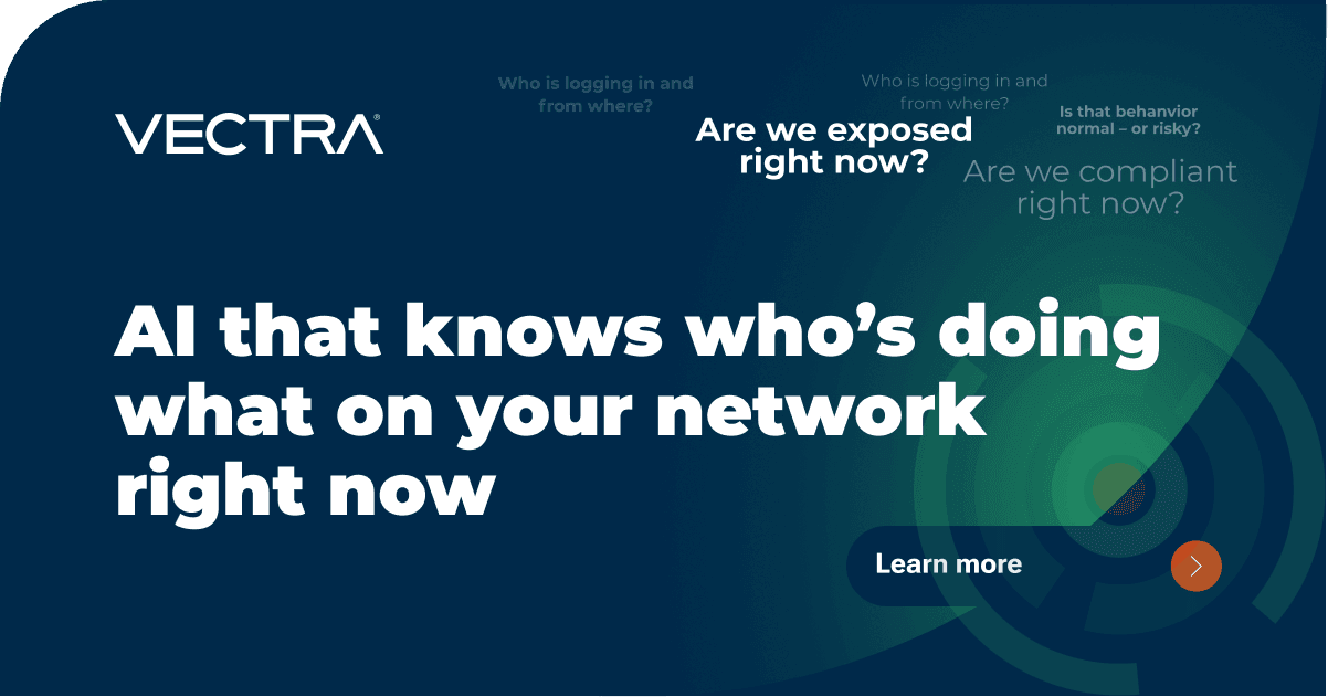Vectra AI Data Analytics showing Data Analytics - See and stop advanced attacks before they become breaches.