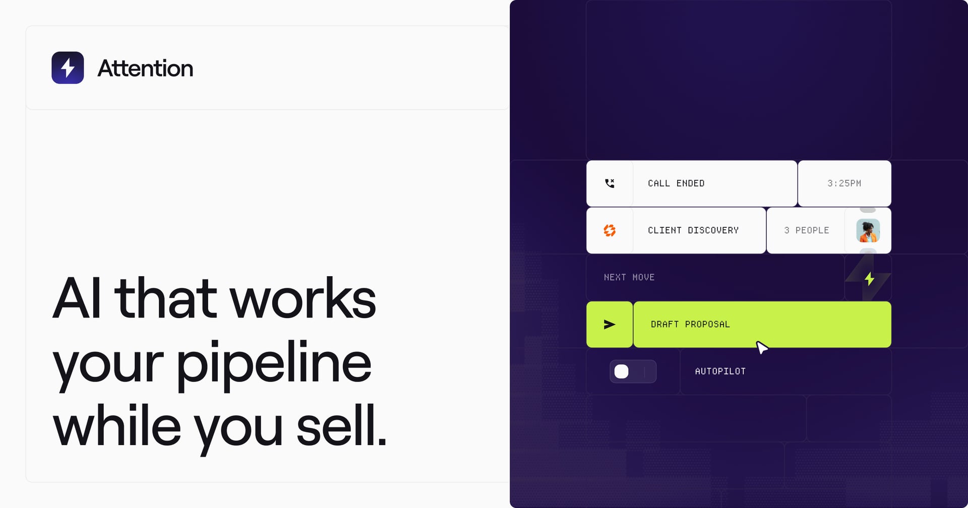 Attention Data Analytics showing Data Analytics - AI agents for revenue teams