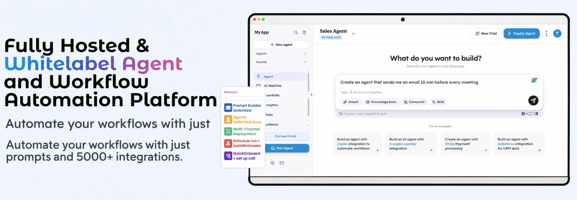 Botsify Conversational AI showing Conversational AI - Build AI chatbots without coding