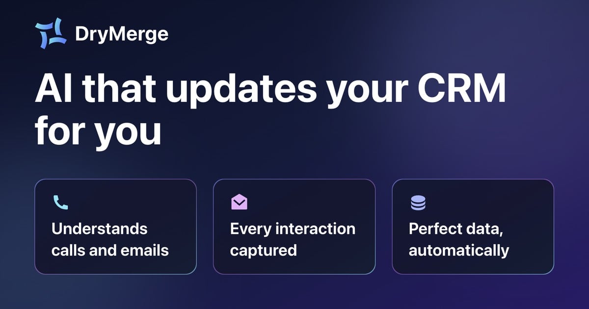 DryMerge Data Analytics showing Data Analytics - AI That Automatically Updates Your CRM
