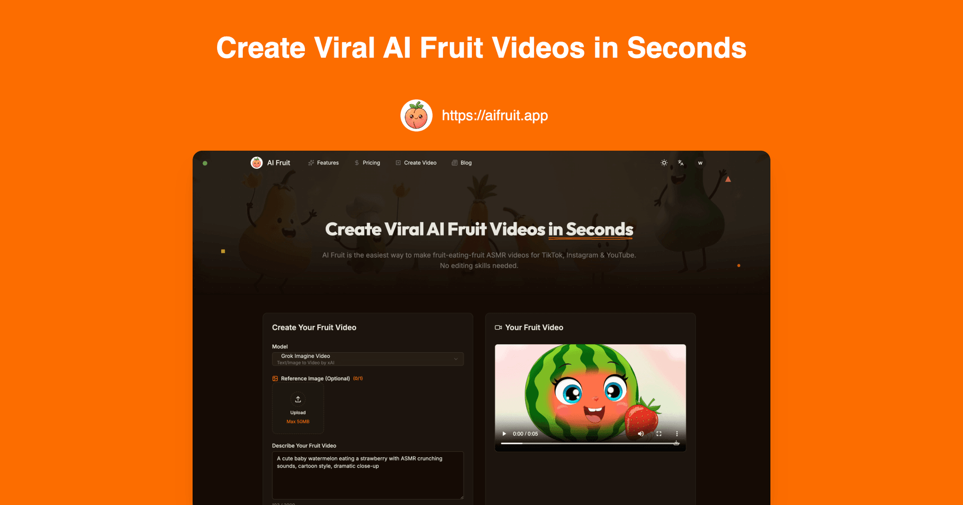 AI Fruit Video Generation showing Video Generation - AI Fruit - Create Viral AI Fruit Videos in Seconds
