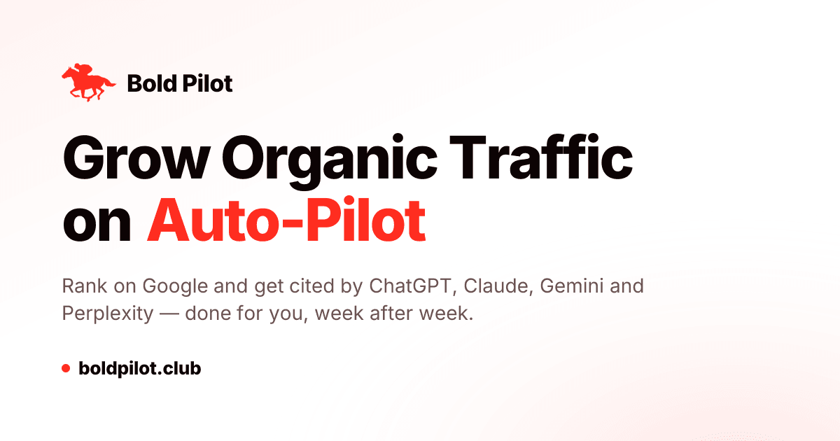 Bold Pilot AI Agents showing AI Agents - Bold Pilot — Run Your SEO on Autopilot