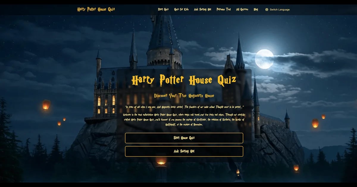 Harry Potter House Quiz Conversational AI showing Conversational AI - Chat with the AI Sorting Hat! Discover your true Hogwar