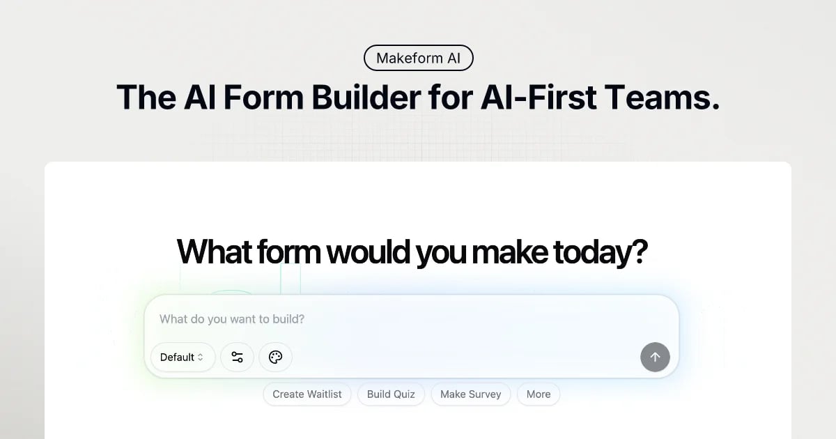 Makeform Conversational AI showing Conversational AI - Create forms effortlessly with our AI-powered platform. No coding requ
