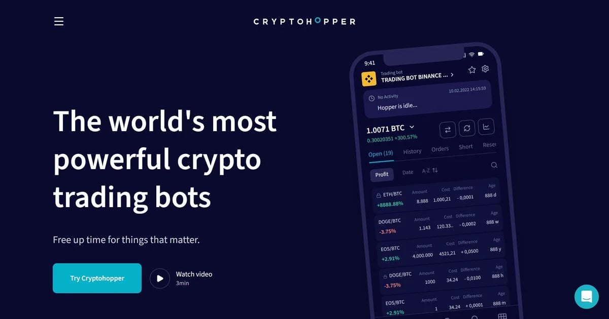 Cryptohopper Data Analytics showing Data Analytics - Automate Your Trading Strategies