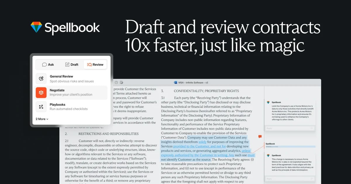 Spellbook Writing & Translation showing Writing & Translation - The AI Copilot for Contracts