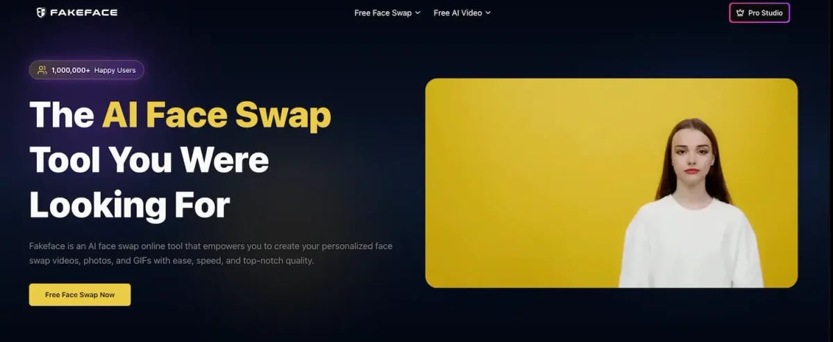 Fakeface Design showing Design - Free Unlimited AI Face Swap for Videos, Photos & GIFs