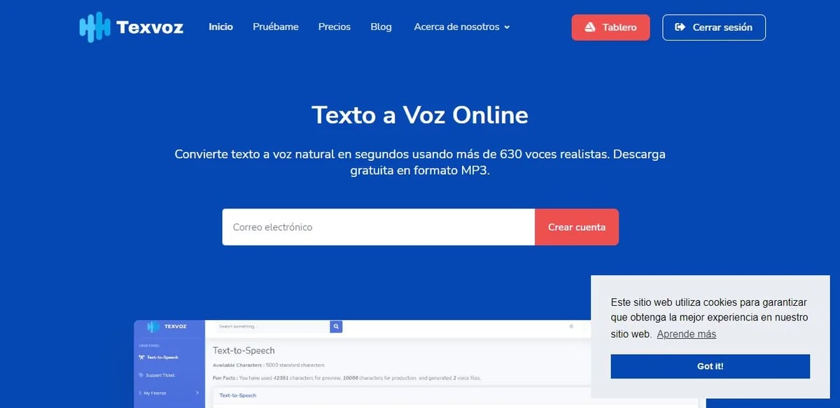 Text to Speech Online Audio Generation showing Audio Generation - Convert text to lifelike speech with 409 voices in 129 lang