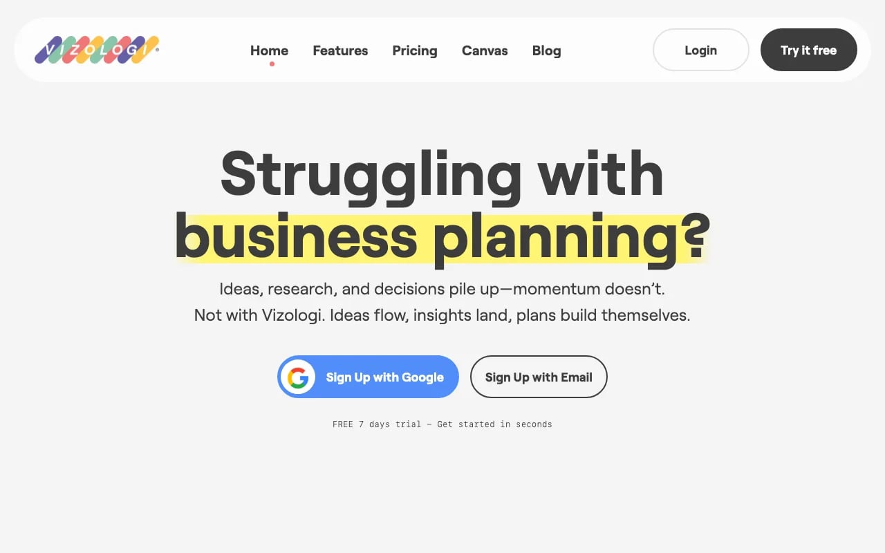 Vizologi Productivity & Collaboration showing Productivity & Collaboration - AI Business Plan Generator