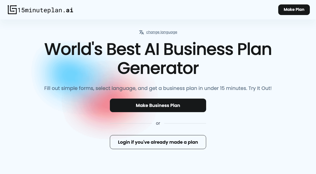 15minuteplan.ai Productivity & Collaboration showing Productivity & Collaboration - World's Best AI Business Plan Generator –