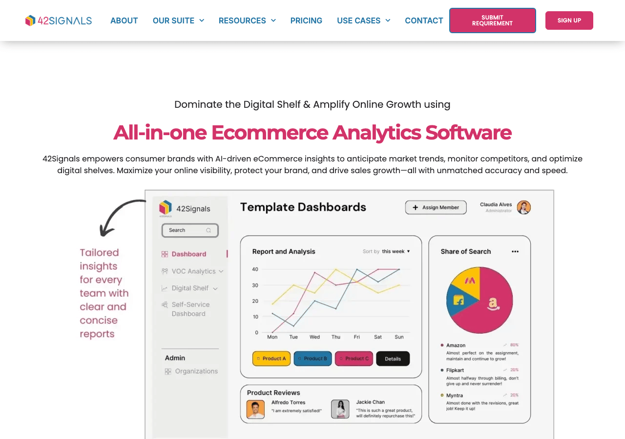 42Signals Data Analytics showing Data Analytics - AI-driven eCommerce insights to outsmart competitors and optimize digital s
