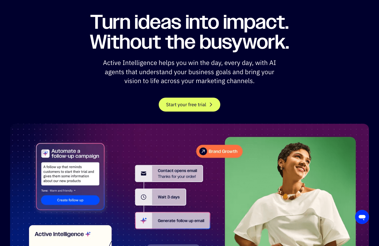 ActiveCampaign Marketing Automation showing Marketing Automation - Marketing Automation for Growing Businesses