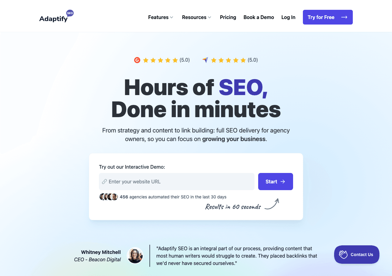 Adaptify SEO Marketing Automation showing Marketing Automation - Automated SEO Delivery For Your Agency