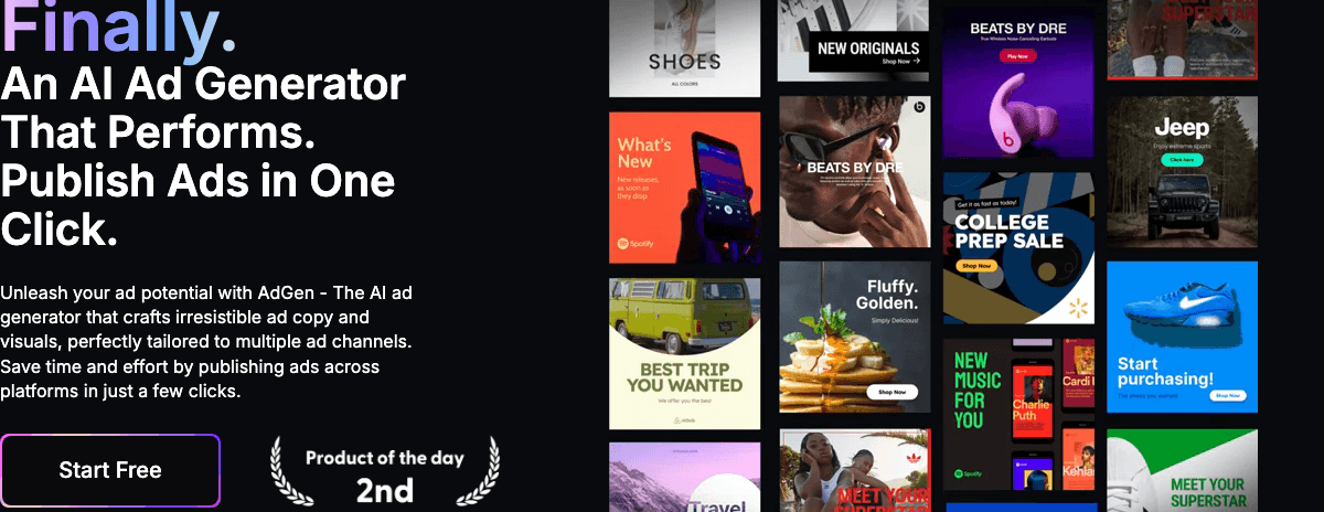 AdGen AI Conversational AI showing Conversational AI - Empowering creativity with AI